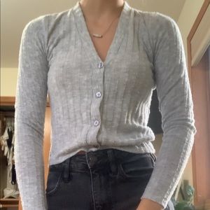 V-Neck Button Up Sweater